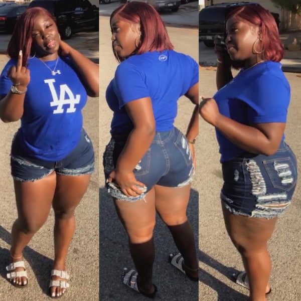 "Cuttin Up" Distressed Bermuda Shorts