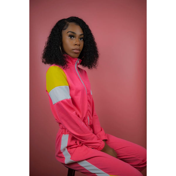 "Don't Sweat It" Two Piece Tracksuit - Pink
