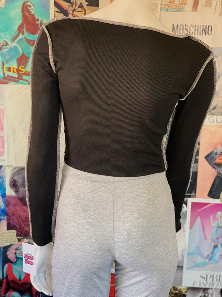 "Icy Wifey" Lace-Up Crop Top - Black