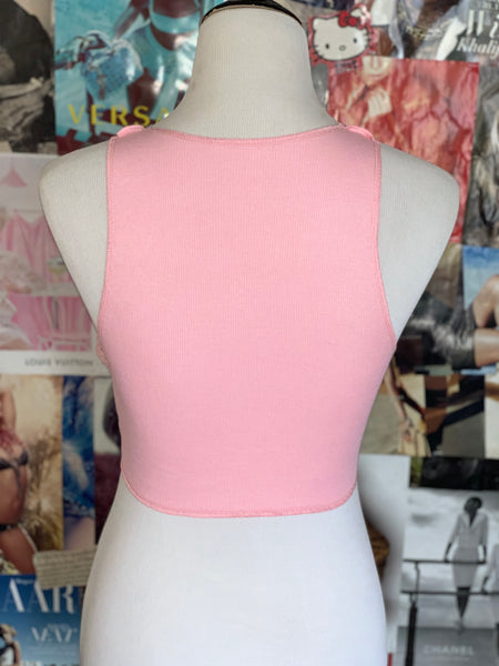 “Patchwork” Lace-Up Crop Top