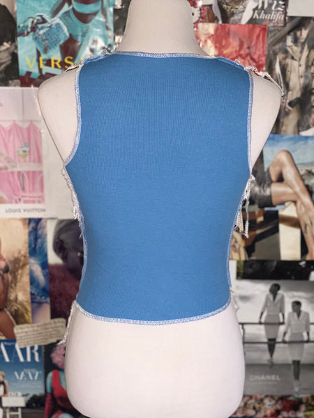 “The Blues” Lace-Up Crop Top