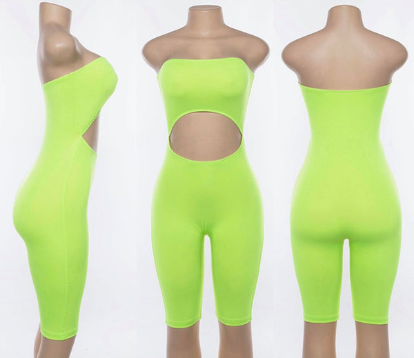 "Lil Ting" Cut-Out Romper - Neon Pink