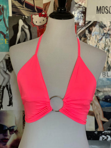 "Put A Ring On It" Crop Top - Neon Pink